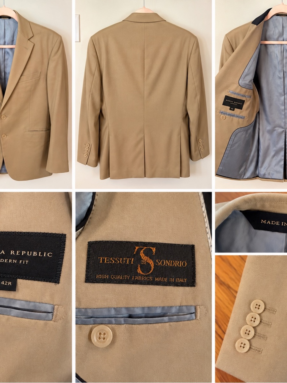 Banana Republic Men's Tan Blazer with Gray Lining
